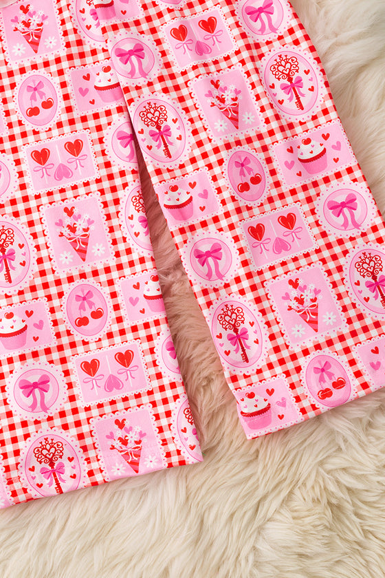 XoXo Valentine's floral printed 2 piece set. OFG60218 AMY