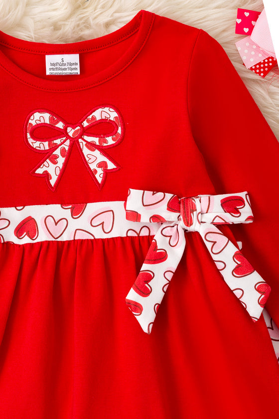 Red tunic with heart printed sash & bell bottoms. OFG60216 JEAN