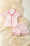 Girls Easter bunny pajamas with fuchsia trim. PJG60019 SOL