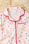 Girls Easter bunny pajamas with fuchsia trim. PJG60019 SOL