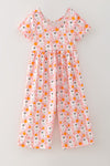 Lt. Pink ghost & pumpkin printed girls jumpsuit with pockets. PNG60537 SOL