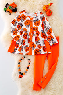  OFG41508 amy: Coquette pumpkin printed tunic & leggings.