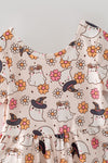 Floral & ghost printed girls jumpsuit with pockets. PNG60538 jean