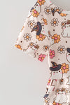 Floral & ghost printed girls jumpsuit with pockets. PNG60538 jean