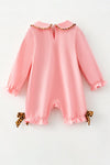 Cute Christmas character on pink applique baby romper. RPG62916 AMY