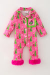 Pink Christmas character printed baby bodysuit. RPG62918 SOL