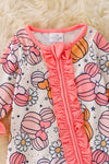 RPG40561 AMY: Character printed pumpkin onesie with ruffle.