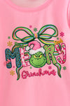 Merry Grinchmas pink bell sleeve top and green sequins bell bottoms. OFG61074 AMY