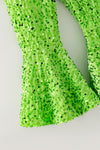 Merry Grinchmas pink bell sleeve top and green sequins bell bottoms. OFG61074 AMY
