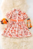 Orange tone multi printed western dress. DRG51918 SOL