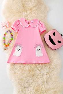  Pink dress with ghost applique and bubble sleeves. DRG52129 JEAN