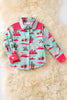 Pink & aqua dessert cactus printed button long shirt.(Western) TPG50653 JEAN