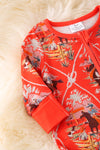 Red Orange Baby bodysuit with fold over footie. RPG52750 Jean