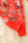 Red Orange Baby bodysuit with fold over footie. RPG52750 Jean