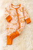 Orange multi printed western baby onesie w/zipper. (WESTERN)  RPG52749 AMY