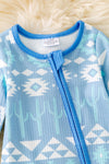 Blue aztec & dessert cactus printed baby bodysuit. RPG52751 Jean