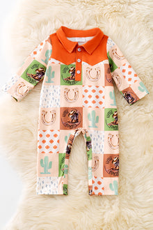  Multi printed western baby bodysuit w/snapps. (WESTERN)  RPB50324 AMY
