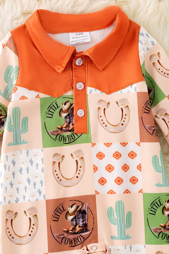 Multi printed western baby bodysuit w/snapps. (WESTERN)  RPB50324 AMY