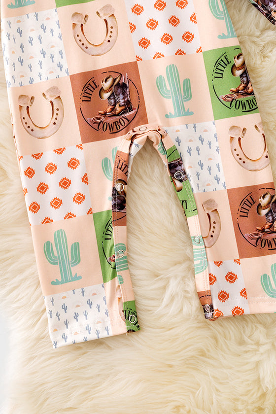 Multi printed western baby bodysuit w/snapps. (WESTERN)  RPB50324 AMY