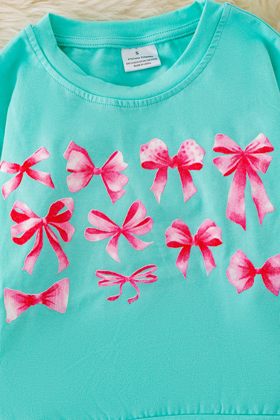 TPG40954 AMY: Bow printed mint sweatshirt.