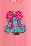 Christmas tree applique sweatshirt and turquoise bottoms. OFG62387 MON
