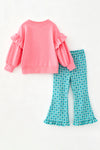 Christmas tree applique sweatshirt and turquoise bottoms. OFG62387 MON