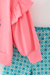 Christmas tree applique sweatshirt and turquoise bottoms. OFG62387 MON