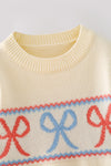 Cream bow knit sweater. TPG60610 MON