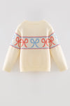 Cream bow knit sweater. TPG60610 MON