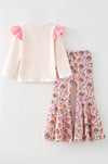 "Grateful thankful Blessed" Cream turkey printed top and multi printed bottoms. OFG63146 AMY
