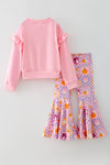 Boo" Pink Sweatshirt with checkered bell bottoms. OFG63143 MON