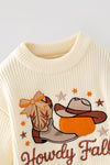 Howdy Fall embroidered knit sweater. TPG60422 AMY