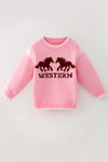 Pink Western sweater knit sweater. TPG60575 SOL