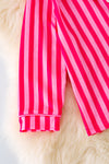 PJG40101 NAY: Fuchsia stripe and white character printed pajama set.