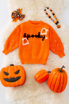 Spooky knit girls sweater with pearl beads. (Available in 3 colors!)