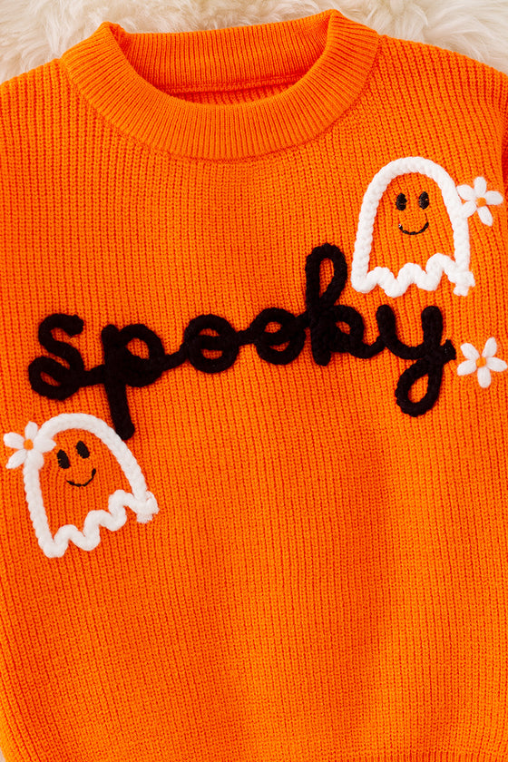 Spooky knit girls sweater with pearl beads. (Available in 3 colors!)