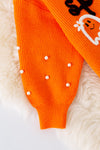 Spooky knit girls sweater with pearl beads. (Available in 3 colors!)