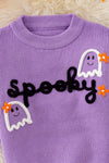 Spooky knit girls sweater with pearl beads. (Available in 3 colors!)