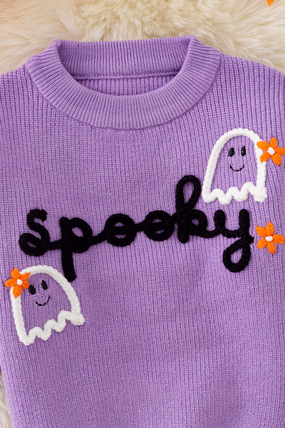 Spooky knit girls sweater with pearl beads. (Available in 3 colors!)