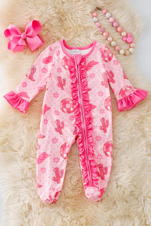  Pink Western disco printed baby bodysuit. RPG52265 JEAN