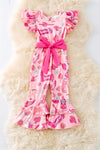 Cowgirl, horse printed double layer bell jumpsuit. PNG20005 AMY