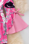 Cowgirls fuchsia printed dress with bell sleeves. DRG20009 Sol