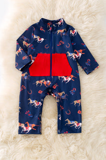  Girls-floral horse printed baby romper. RPB50322 jean