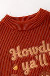 "Howdy Ya'll" Rust orange knit sweater. TPG60421 SOL