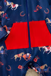 Girls-floral horse printed baby romper. RPB50322 jean