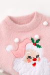 Pink  Pom pom & Santa applique pullover soft sweater. TPG60530 AMY