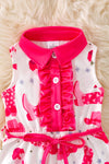 Western on white printed girls short romper. PNG20006 SOL
