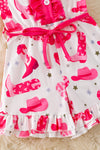 Western on white printed girls short romper. PNG20006 SOL