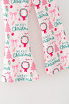 Christmas 3 piece set, Quilted vest, white long sleeve top and Christmas printed pants. OFG62388 MON