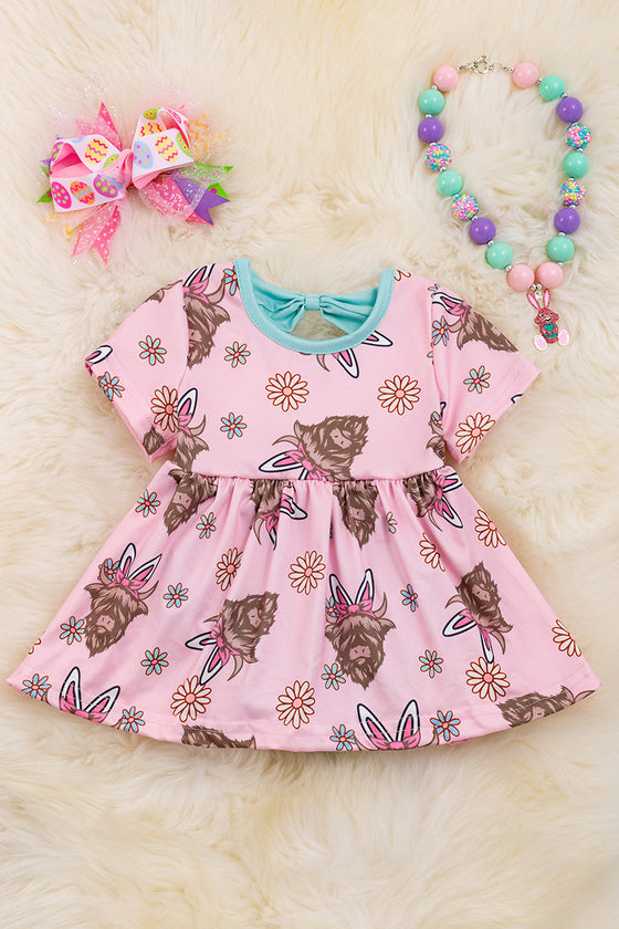 Highland cow with Easter ears baby dress. RPG20144009 SOL